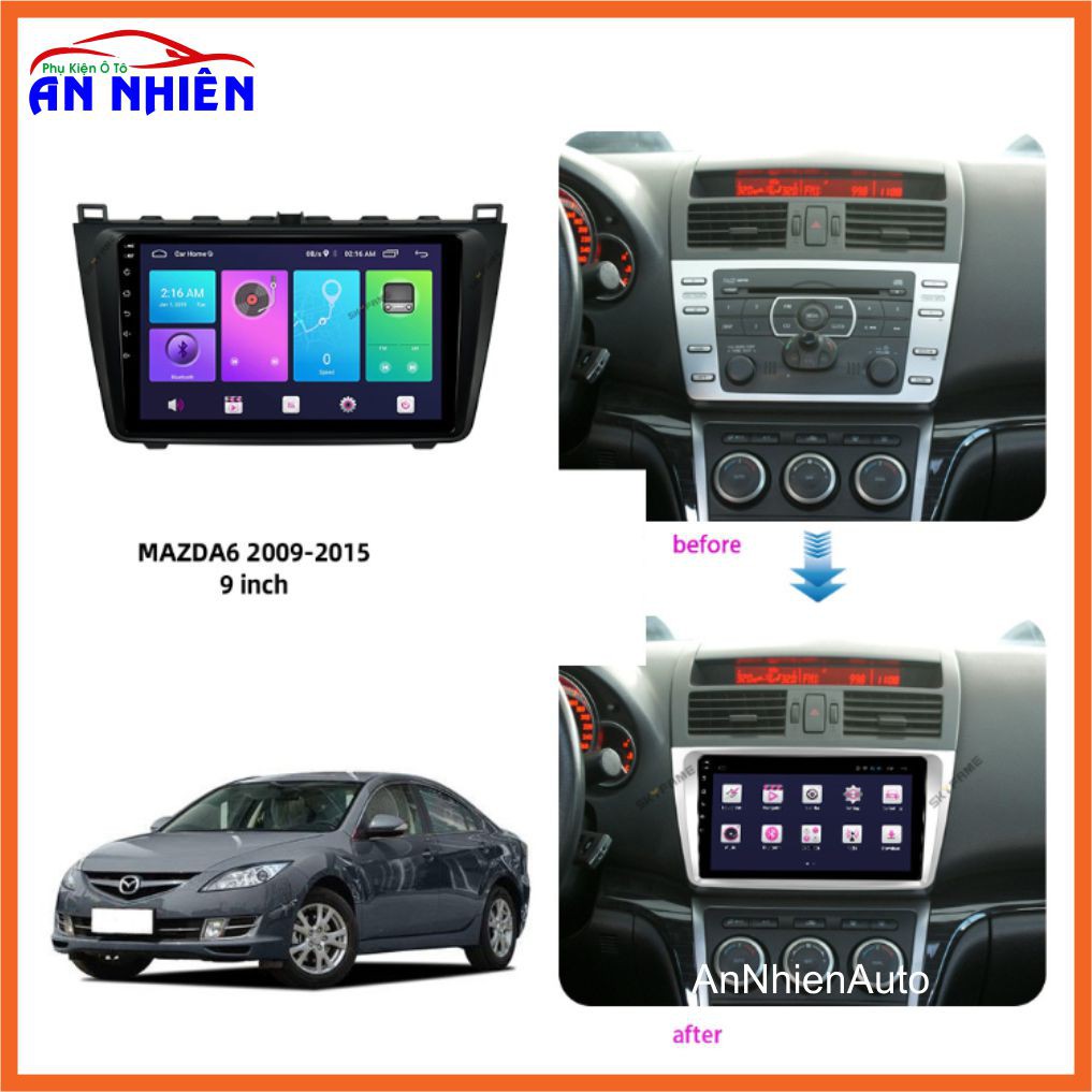 Màn Hình 9 inch Cho Xe MAZDA6 (2009-2015) - Màn Hình DVD Android Tặng Kèm Mặt Dưỡng Giắc Zin Cho Mazda