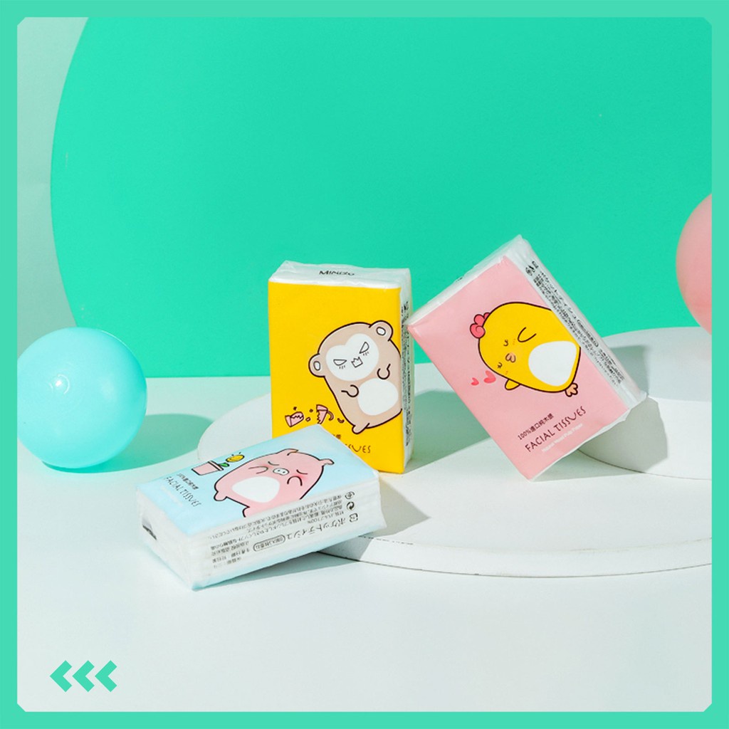giấy ăn gói Khăn giấy lụa Miniso bỏ túi Z-cartoon 18 gói - Hàng chính hãng