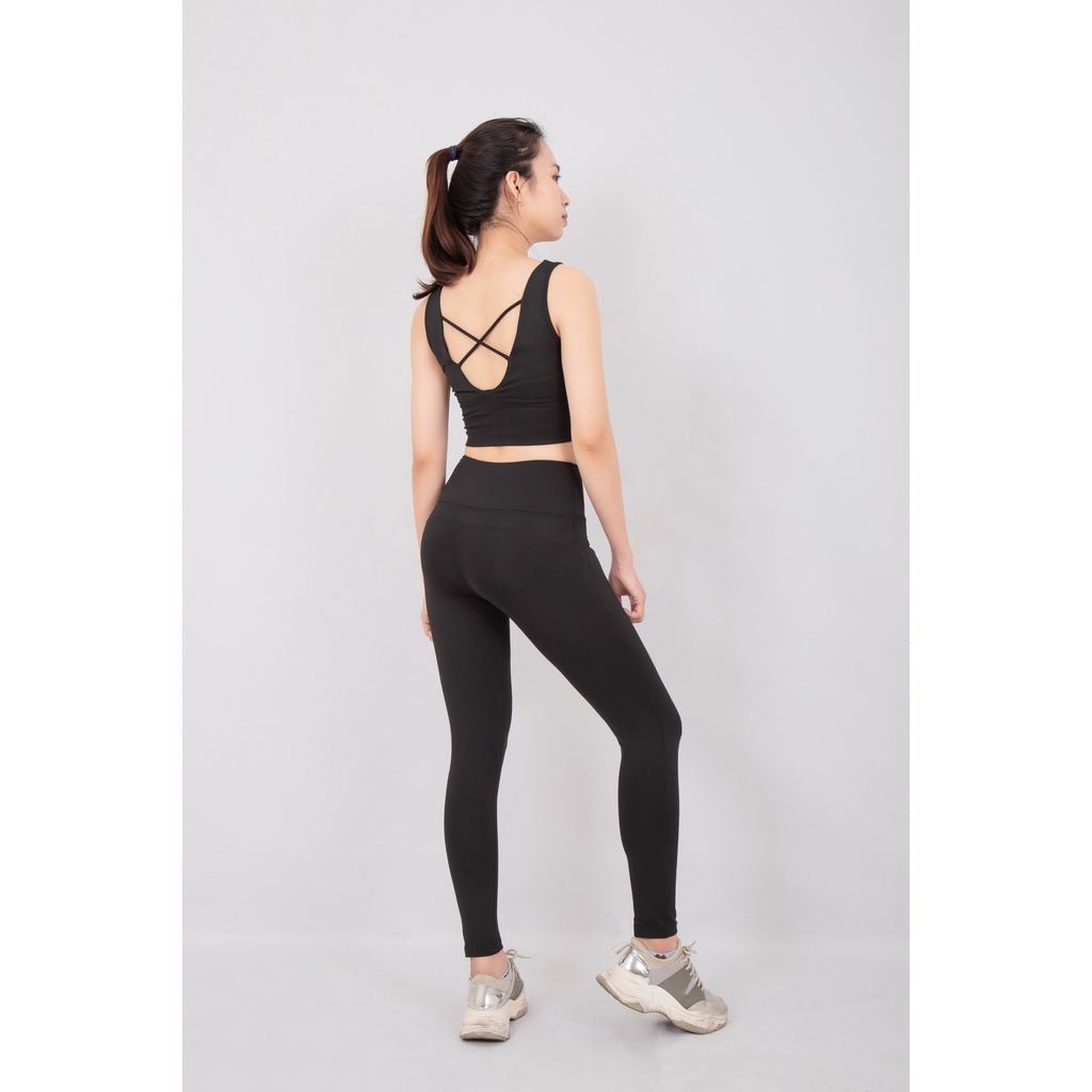 Bộ thể thao (Quần Genmax V3 dài - Bra dây lưng) tập yoga, gym, dance thiết kế tươi trẻ dành cho nữ