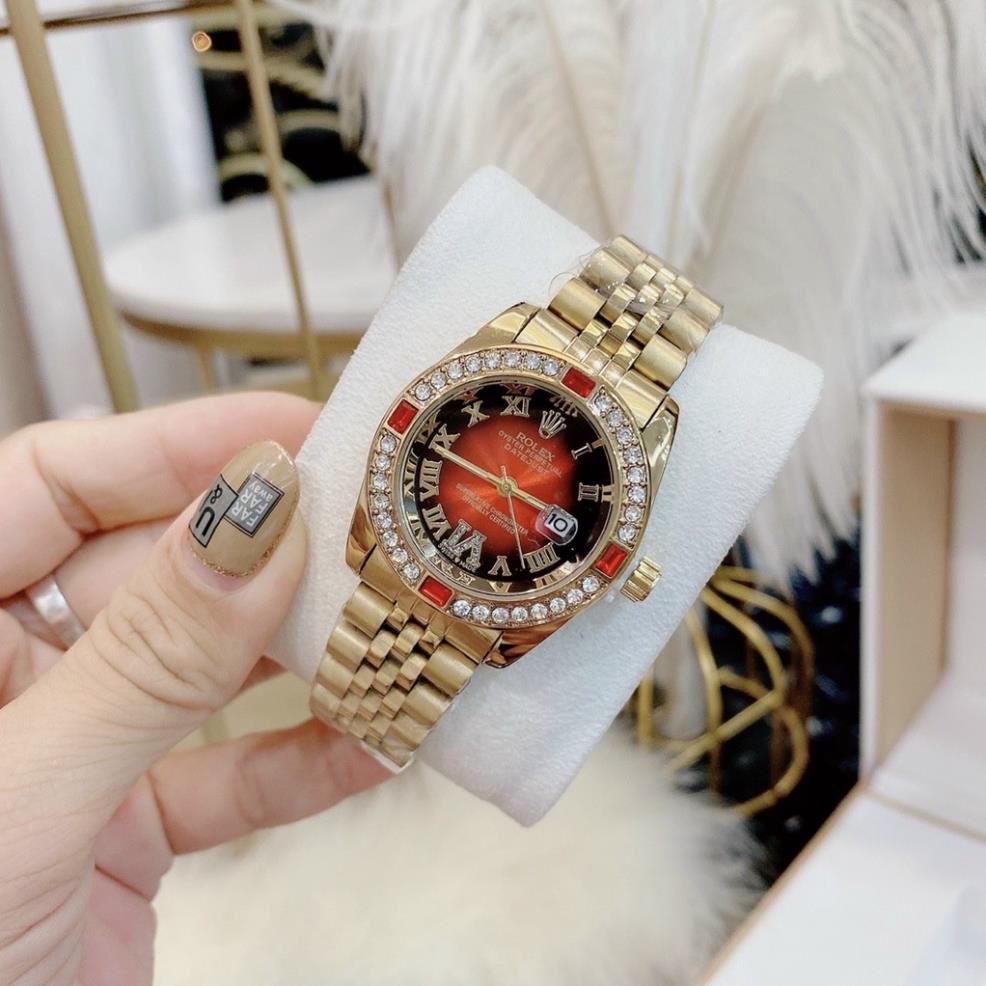 Đồng hồ nam nữ Rolex - unisex Dây kim loại 5 sợi điểm đá màu sang trọng đẳng cấp