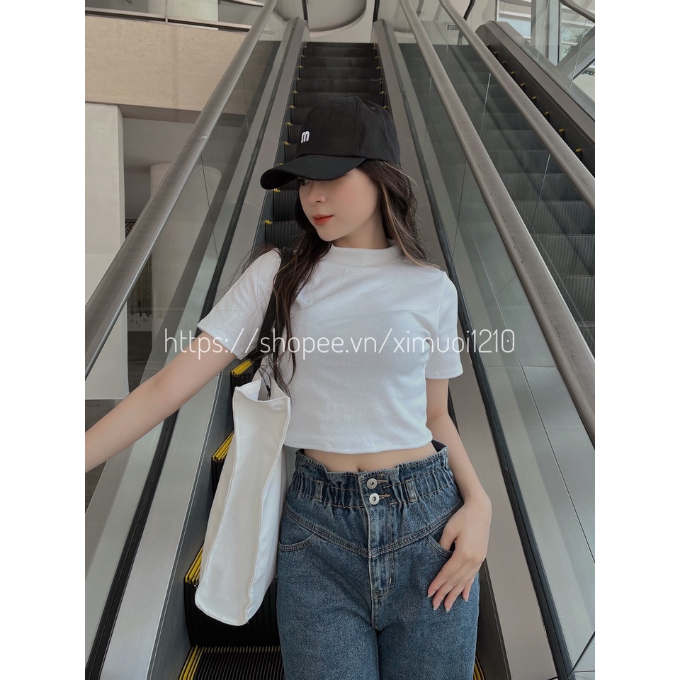 Áo Thun Nữ Cổ Cao From Croptop_Video+Ảnh Thật. | BigBuy360 - bigbuy360.vn