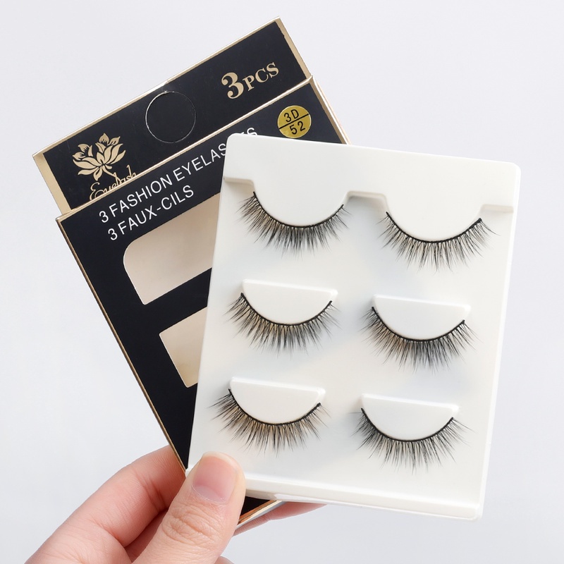 3 Pairs Soft Natural Long Fluffy 3D Mink False Eyelashes/ Girls Handmade Thick Fake Eyes Lashes/ Beauty Makeup Lashes Extension Tools