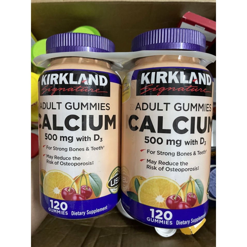 Kẹo dẻo Calcium for Aldult 500mg with Vitamin D3 của Kirkland Mỹ.