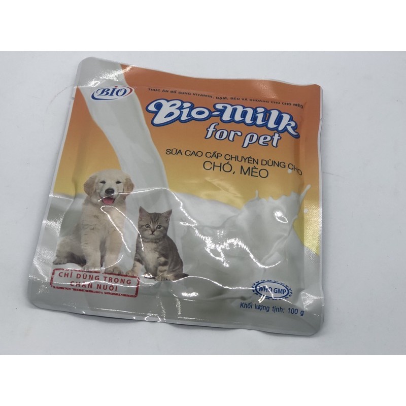 Sữa cao cấp chuyên dùng cho chó mèo BIO MILK bổ sung vitamin, đạm, béo và khoáng - gói 100g