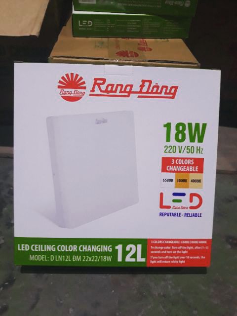 ĐÈN LED ỐP TRẦN VUÔNG 18W ĐỔI MÀU D LN12L ĐM 22x22/18w RĐ