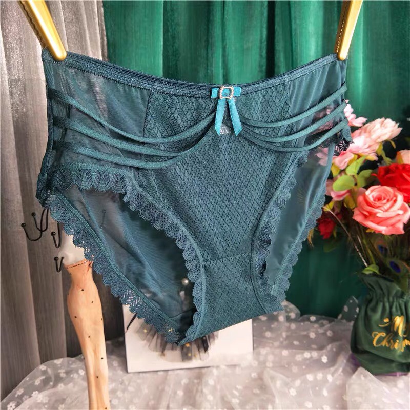 Quần Lót Nữ Ren Lưới Sexy Cao Cấp Cạp Thấp Đính Nơ Mềm Mại Thoáng PINK STORE QL2262