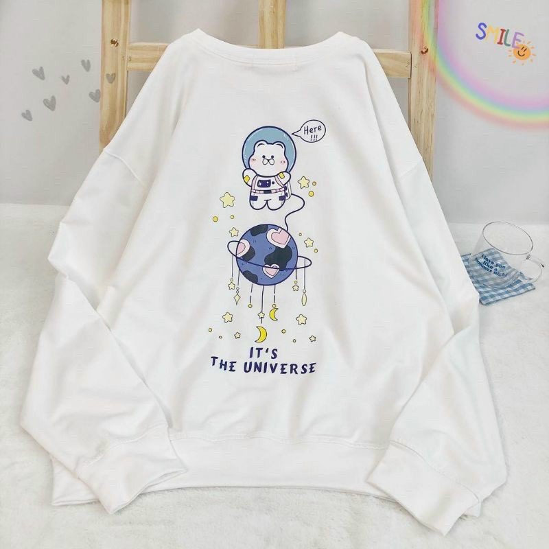 Áo Sweater Unisex In Qủa Cầu Vũ Trụ Hot Hit