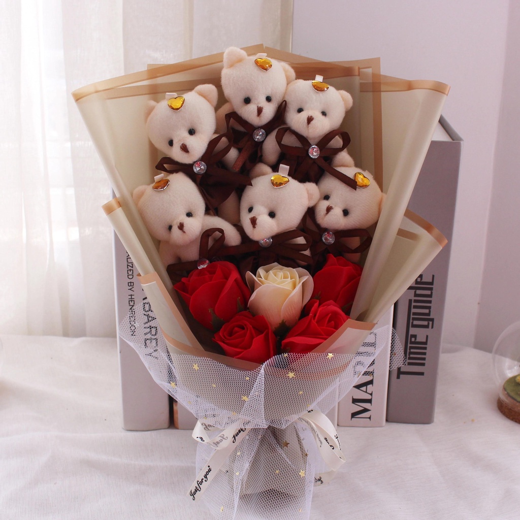 Bộ 10 Gấu Bông teddy Nhỏ Dễ Thương Dùng Gói Quà DIY