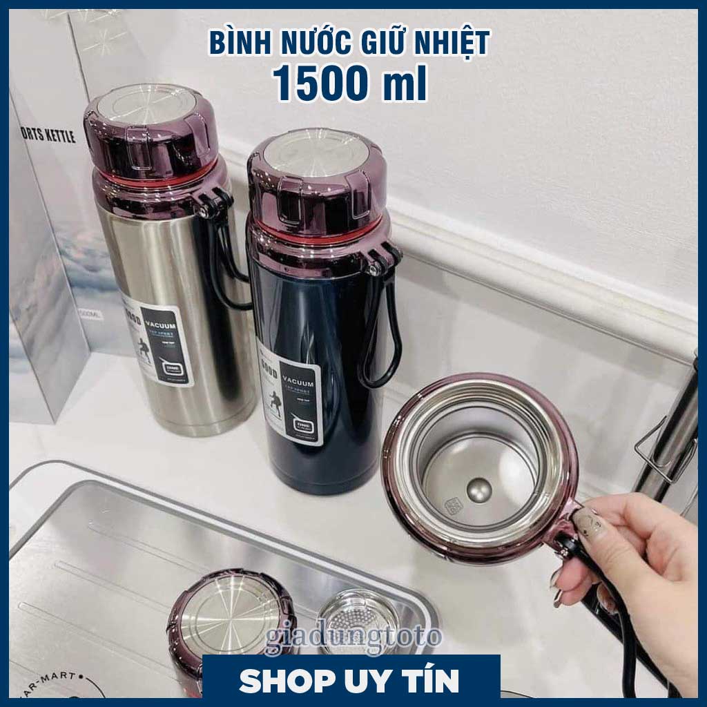 Bình Nước Giữ Nhiệt Kim Cương 1500ml GOOD VACUUM GIỮ NHIỆT 12 TIẾNG Inox 304 Cao Cấp