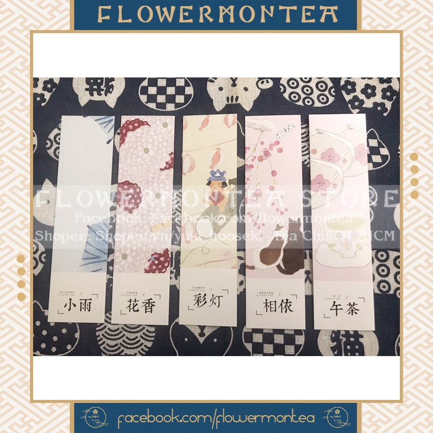 Set 10 Thẻ Đánh Dấu Sách | Bookmark Giấy - Japanese Pattern