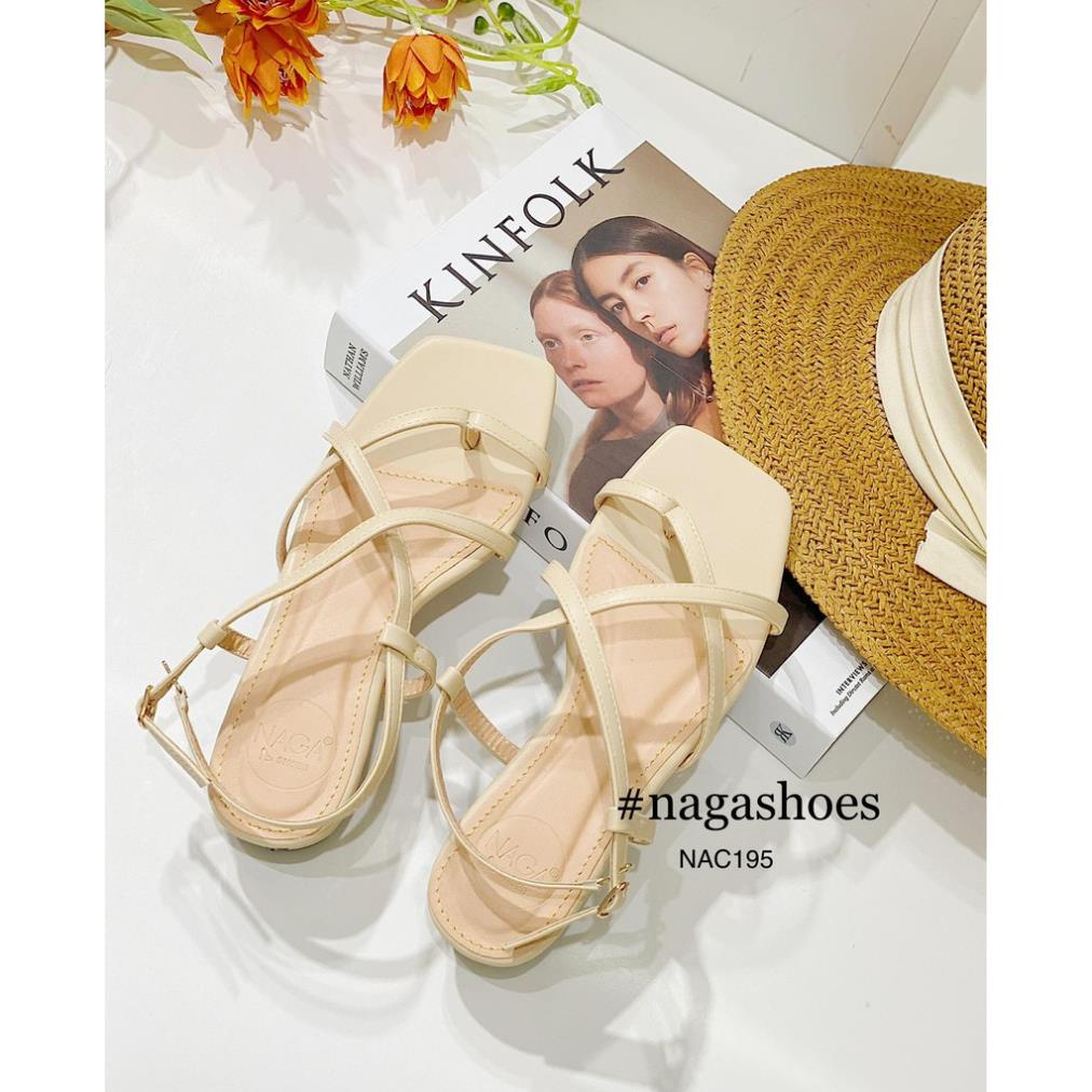 GIÀY CAO GÓT NAGASHOES QUAI CHÉO XỎ NGÓN 2CM NAC195 ⬲