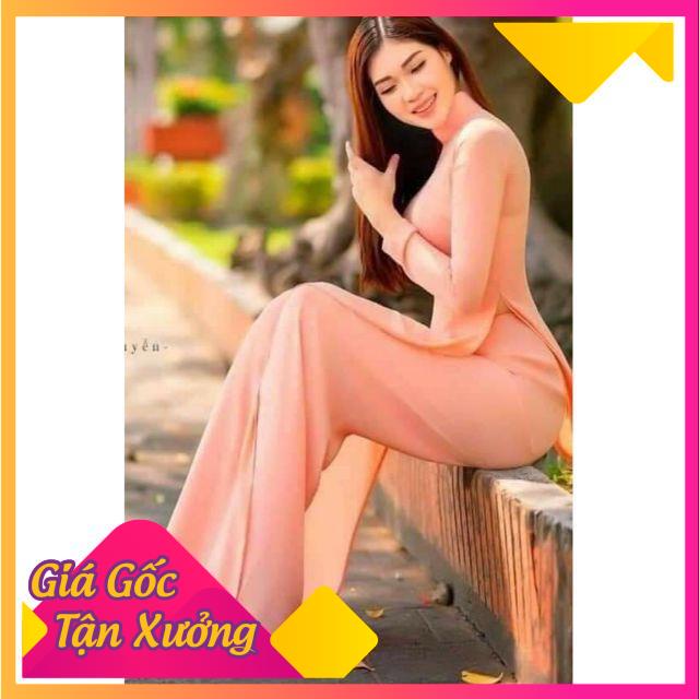 Áo dài chiffon 4 tà quần 2 lớp màu hồng cam