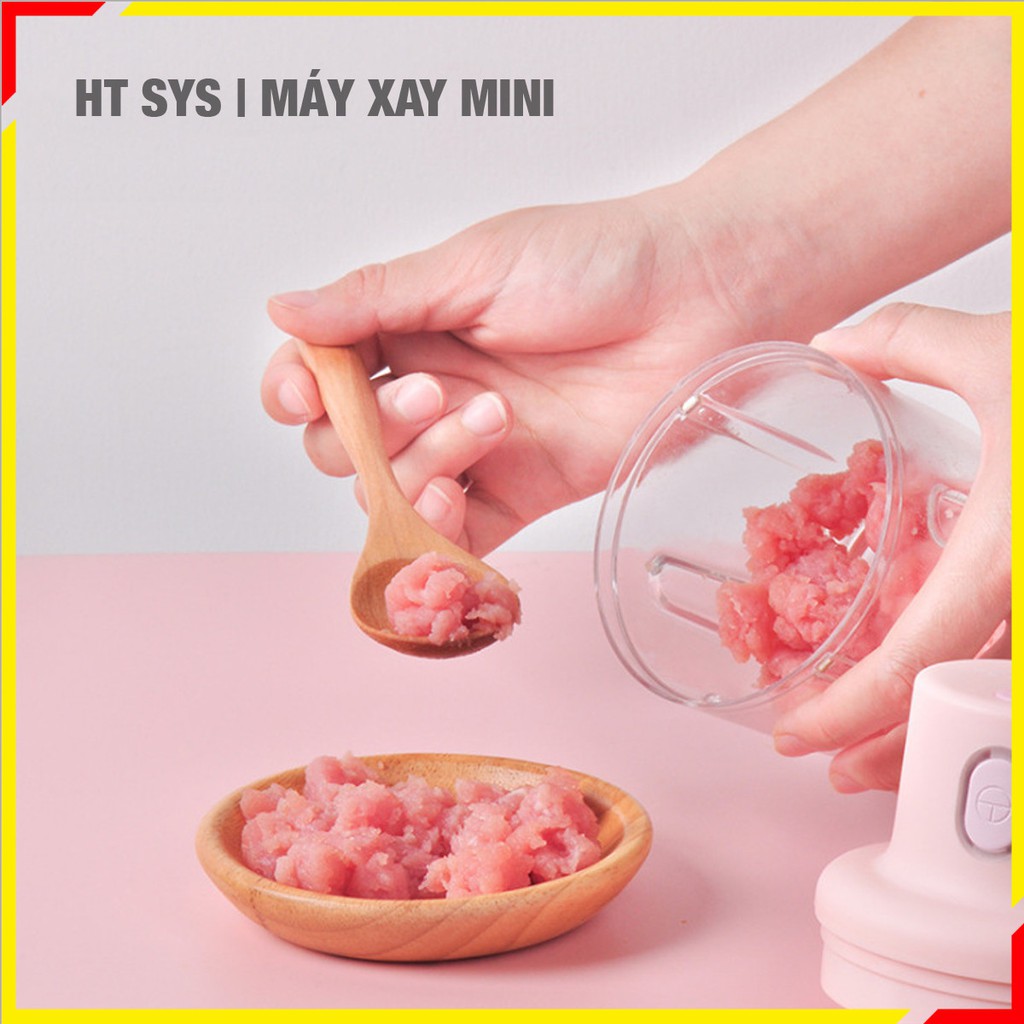 Máy xay thịt, máy tỏi ớt ,hành, ăn dặm cho bé, máy xay cầm tay tự động sạc pin đa năng tiện lợi, dung tích 250ml