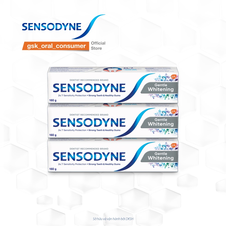 Bộ 3 Kem đánh răng giúp làm trắng răng SENSODYNE Gentle Whitening 160gr/tuýp