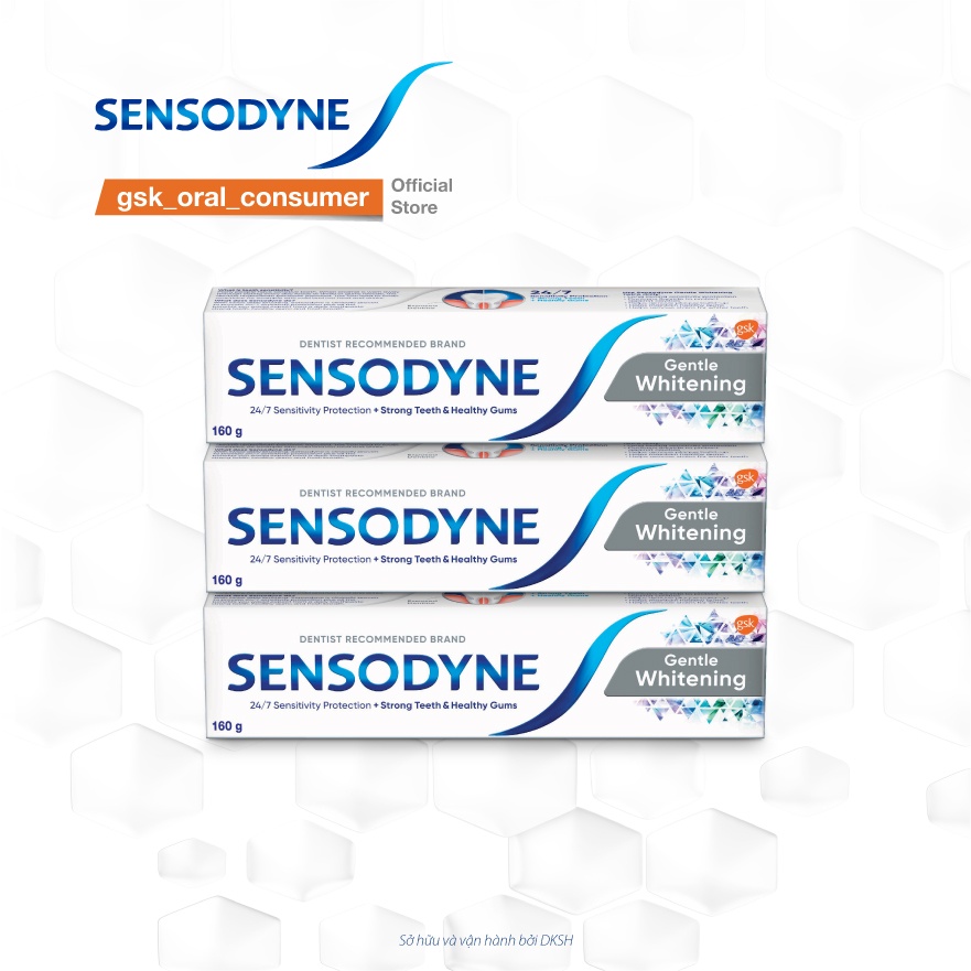 Bộ 3 Kem đánh răng giúp làm trắng răng SENSODYNE Gentle Whitening 160gr