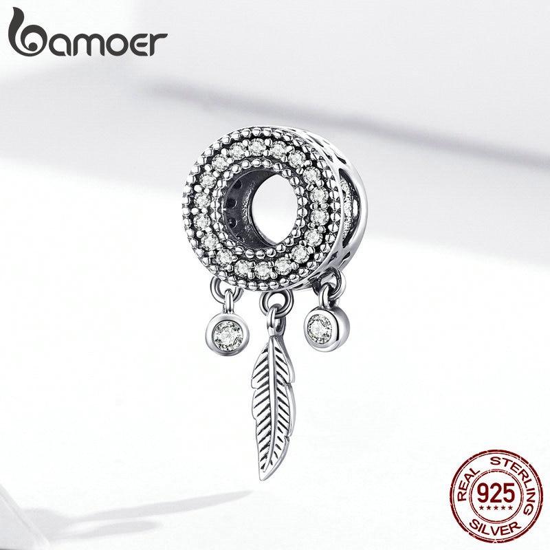 Hạt Phụ Kiện Bamoer SCC1550 Thiết Kế Dream Catcher Bằng Bạc 925 Làm Vòng Tay Phong Cách Boho