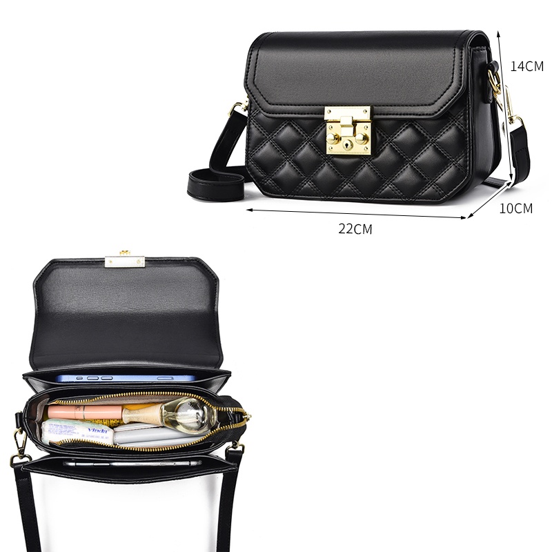 Túi Xách Đeo Vai Hình Vuông Cỡ Nhỏ Màu Trơn Phối Dây Đeo Sợi Xích Thời Trang Cho Nữ