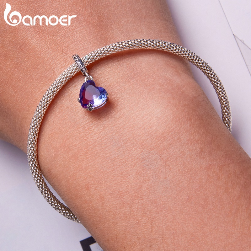 Phụ kiện hạt xỏ BAMOER bằng bạc 925 tùy chọn kiểu dáng làm vòng cổ cho nữ DIY