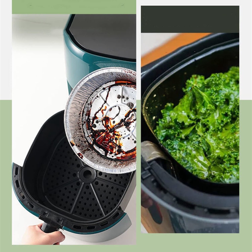 Khay giấy bạc nướng lót nồi chiên không dầu - Set 10 khuôn giấy bạc chống dính hình khuôn bánh - T2K Shop