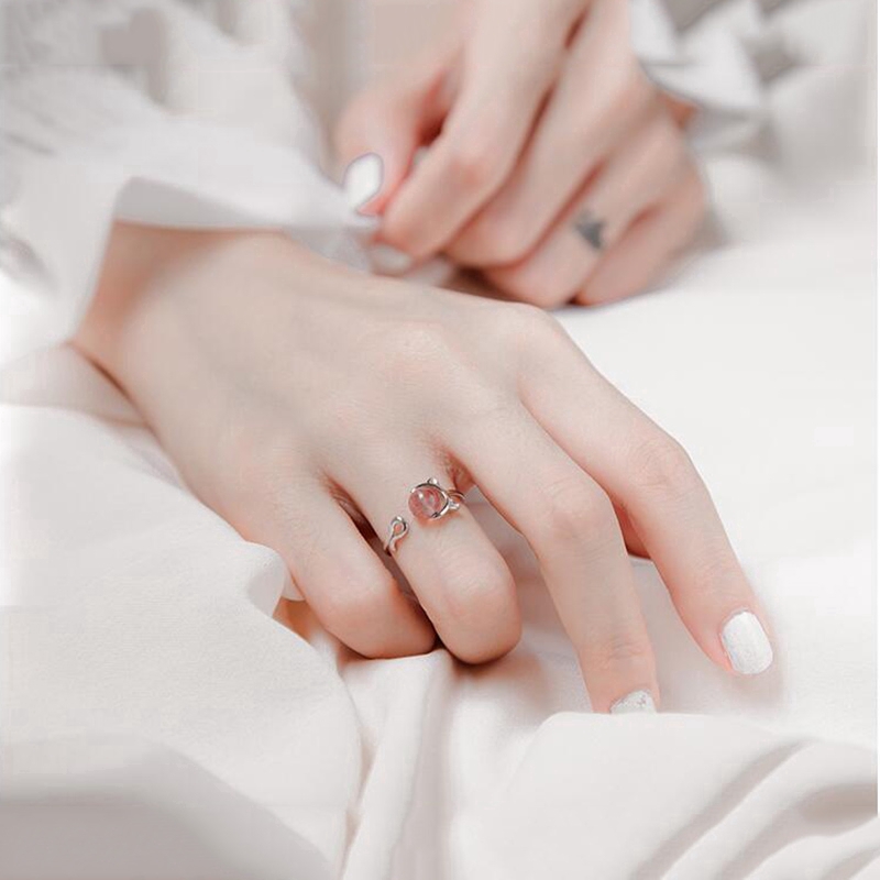 MANYUE Exquisite Nhẫn dạng hở thời trang nữ đính đá pha lê màu bạc kiểu dáng mèo con