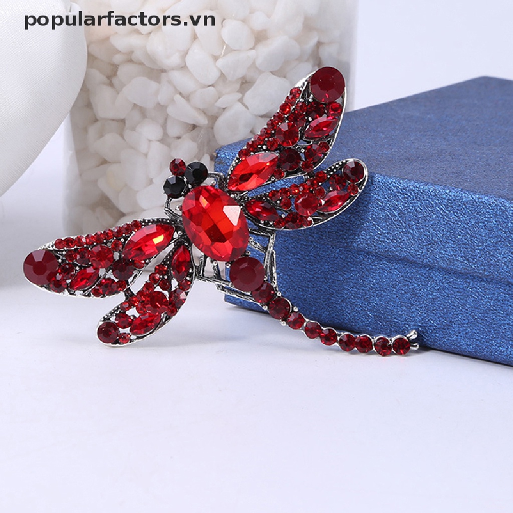 Ghim cài áo hình chuồn chuồn đính pha lê thời trang cho nữ