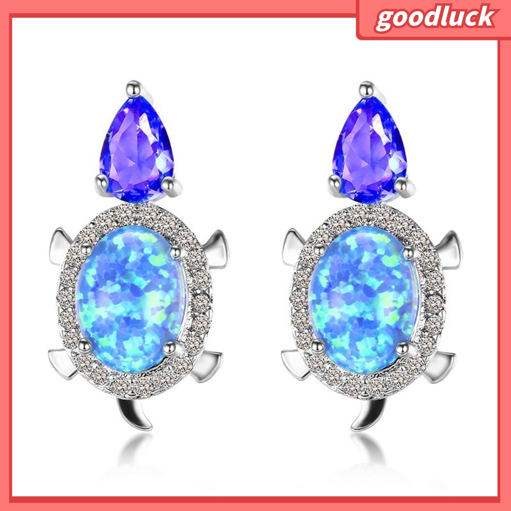 ps/Fashion Women Tortoise Faux Opal Rhinestone Ear Stud Earrings Party Jewelry