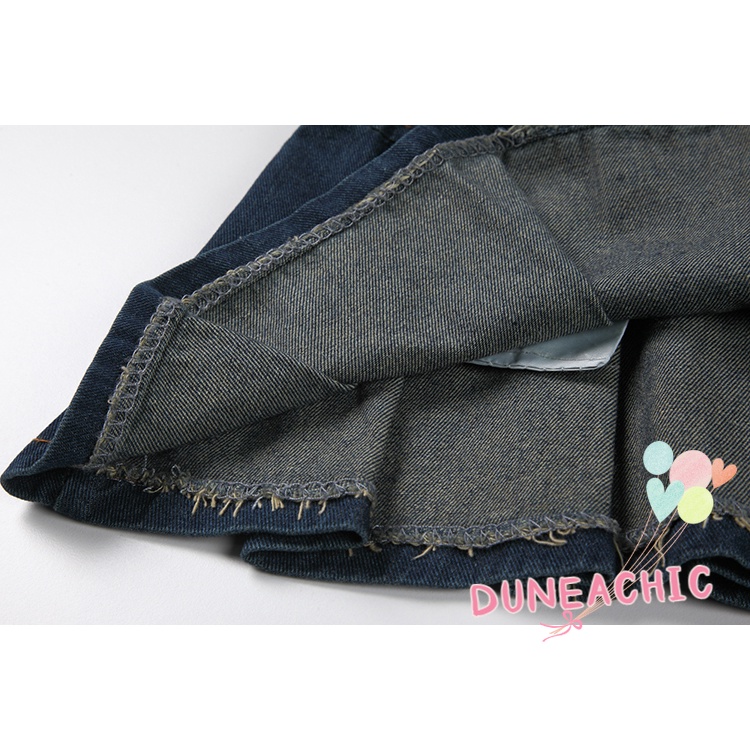 DUNEA Chân váy jean Dáng Chữ A Lưng Cao Xếp Ly Kiểu Retro Gợi Cảm Cho Nữ