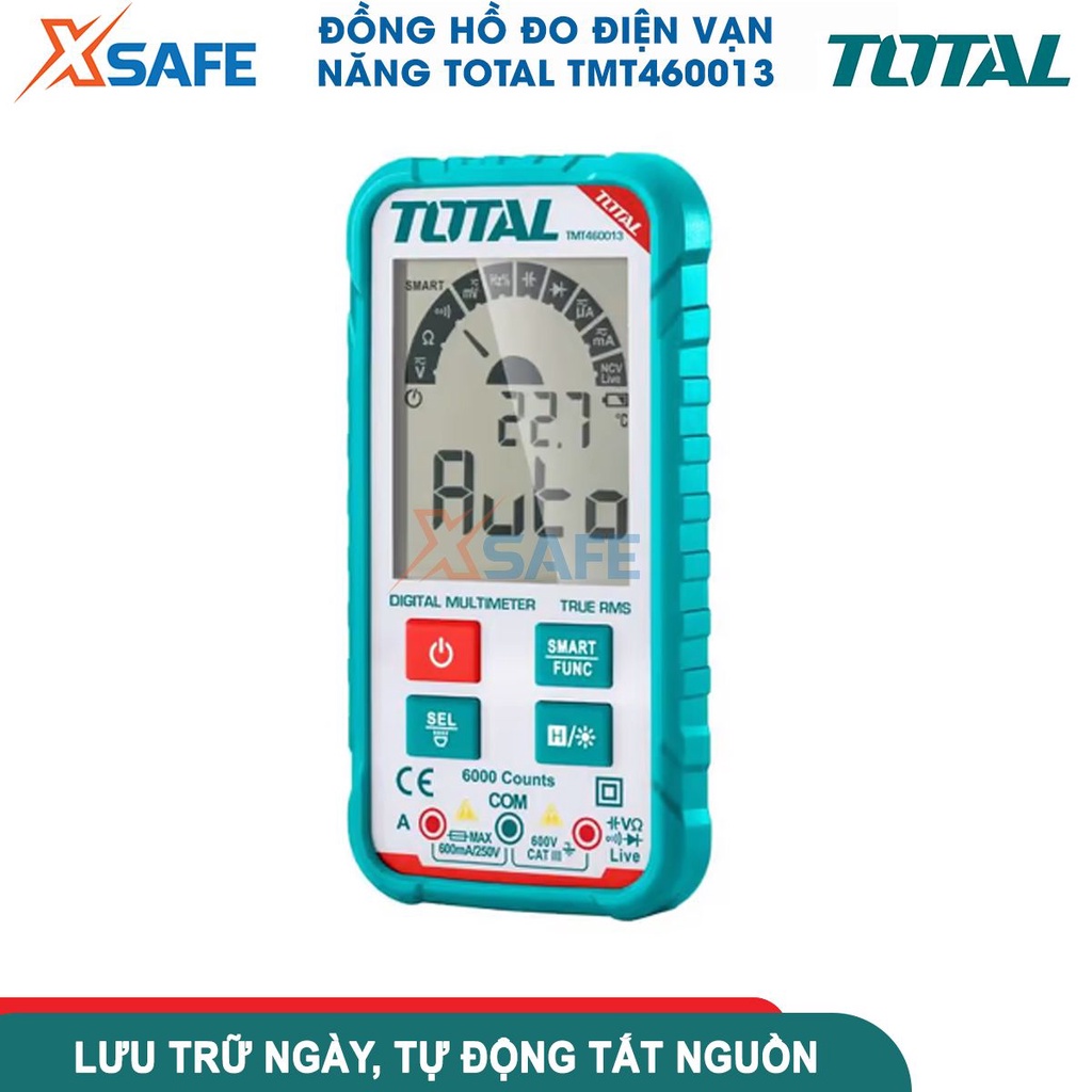 Đồng hồ đo điện vạn năng TOTAL TMT460013, hiển thị số đếm đúng RMS6000, phát hiện điện áp không tiếp xúc - CHÍNH HÃNG