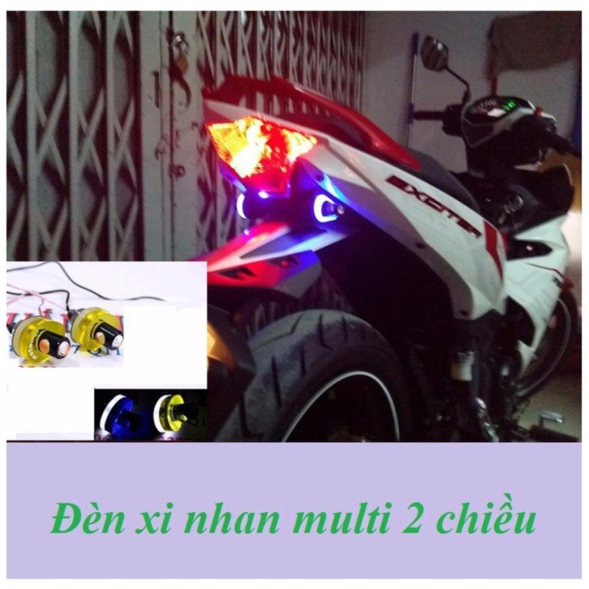 Cặp led xinhan Multi 2 nút + viền led mica (màu ngẫu nhiên) gắn xe máy