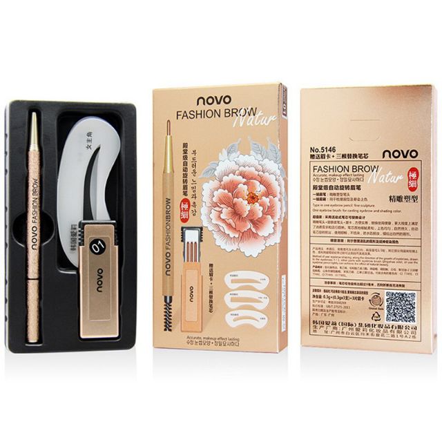 Bộ kẻ mày novo ( bộ khuôn mày, 3 chì thay thế, cây kẻ mày 2 đầu) | BigBuy360 - bigbuy360.vn