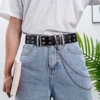 Thắt lưng xích 2 hàng lỗ kèm chain đôi