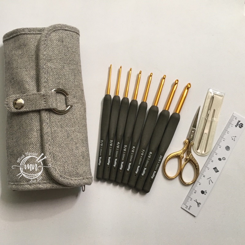 Bộ kim móc Tulip xám - Etimo Crochet hook with cushion grip set
