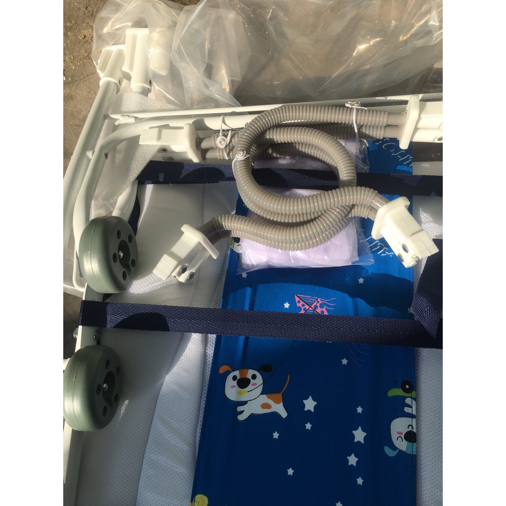 Ghế nhún, ghế run, xe nằm ăn bột, xe ngủ trưa AUTORU 4 NHÚN cho bé Size 88 x 50 x 58 cm có kèm mùng ch