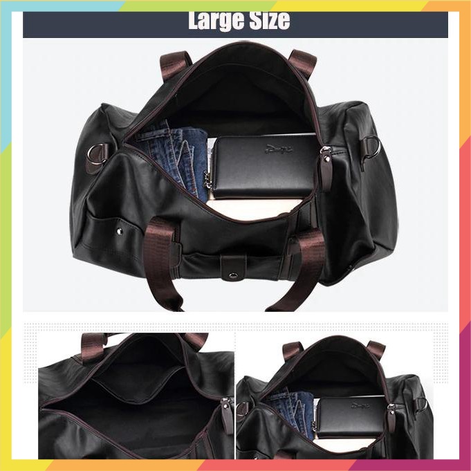 💯 Túi trống da TIDE CARD (50x28x26)cm (Black)  - Euro Outlet