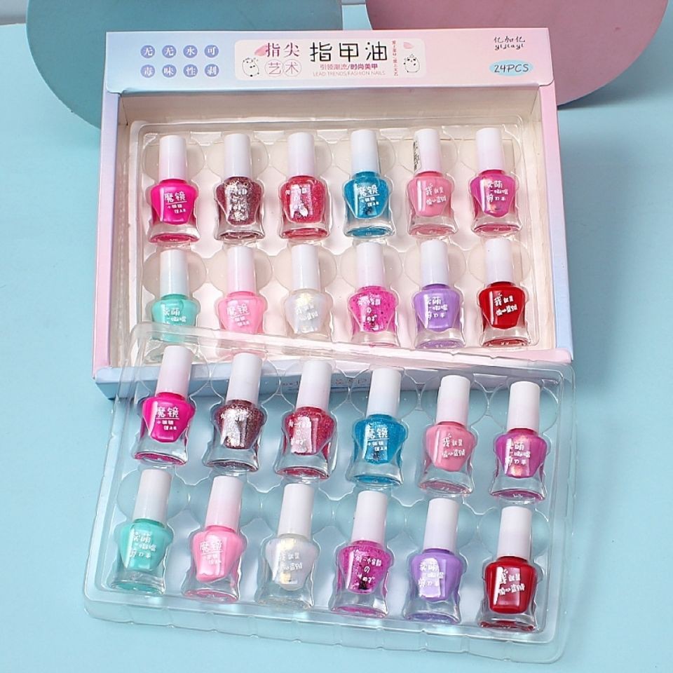 Hộp sơn móng tay 12 màu không độc hại chống thấm nước có thể giặt sạch cho bé
