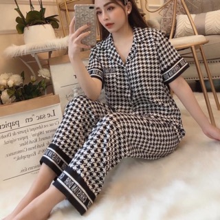 Bộ Lụa Dior Kẻ