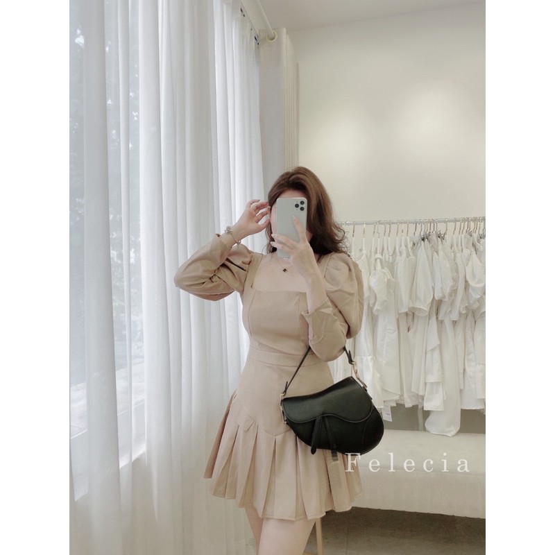 Váy tay bồng xếp li be