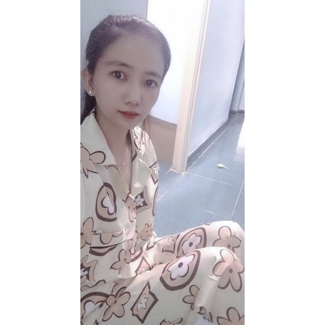 Đồ bộ nữ pijama mặc nhà tay ngắn quần dài dễ thương chất liệu lụa cao cấp