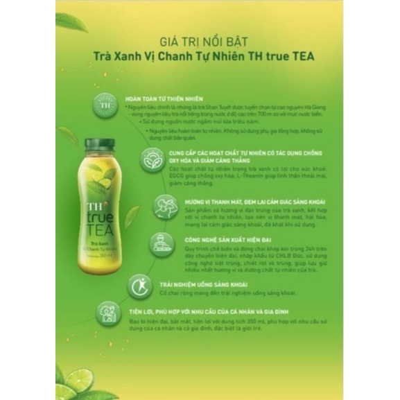 (New) Trà xanh / Trà Oolong vị tự nhiên TH TRUE TEA 350ml