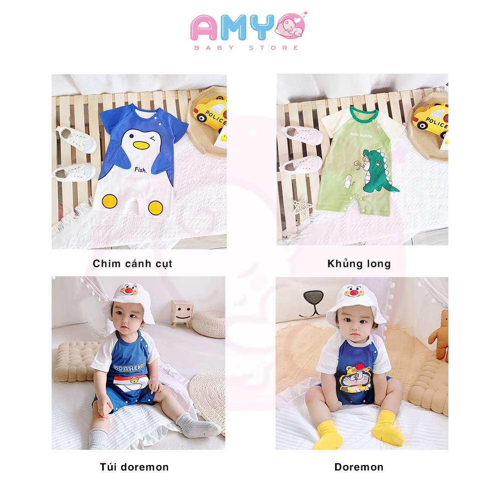 Bodysuit cho bé gái bé trai sơ sinh AMYO bộ body đùi liền thân bé đầy tháng 3 6 9 12 tháng thôi nôi 11.BDM01.08-1
