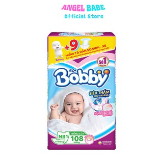Miếng lót sơ sinh Bobby 108 miếng (tặng 9m tả dán) - 64 miếng (tặng 6m)