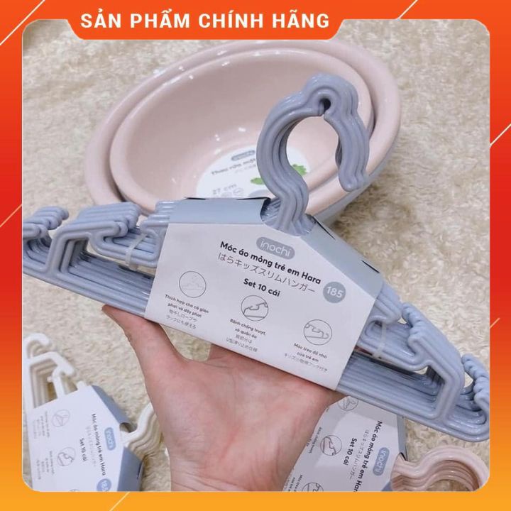 Set 10 móc quần áo trẻ em hara inochi 185 🌈 FREE SHIP 🌈 Móc treo quần áo phơi đồ cao cấp cho bé