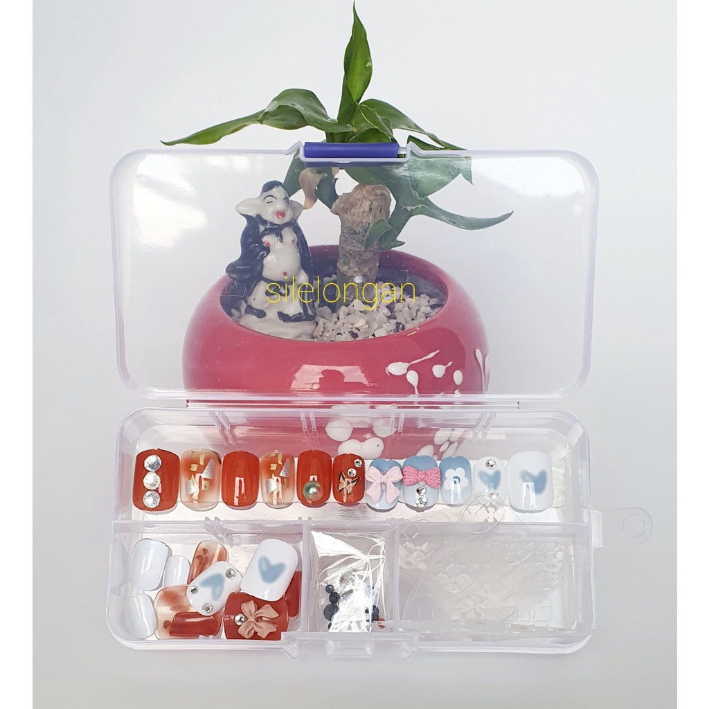 Móng giả - nail box trang trí dễ thương thiết kế cute theo form móng up đá khối , charm , sitker giá sỉ ...