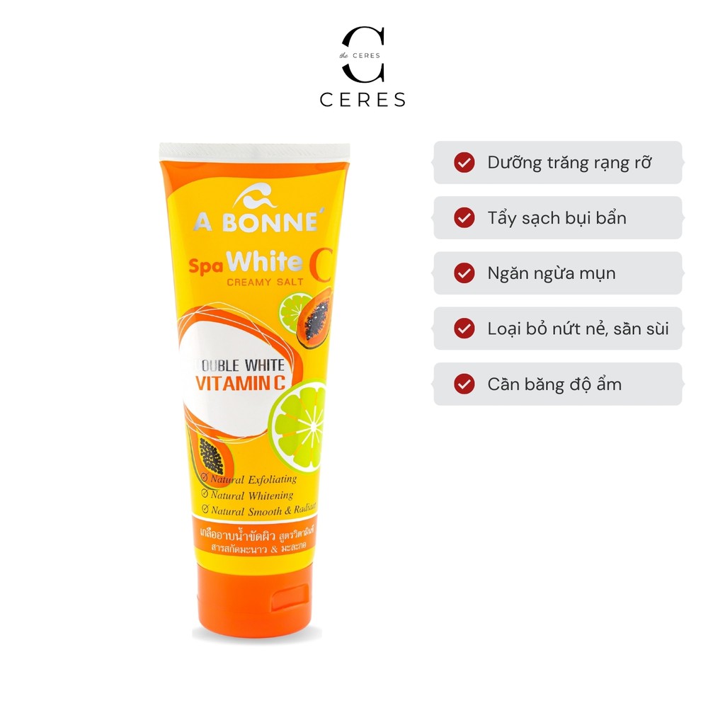 Muối Tắm A Bonne Tẩy Tế Bào Chết Vitamin C Spa White Creamy Salt Tuýp 350gr