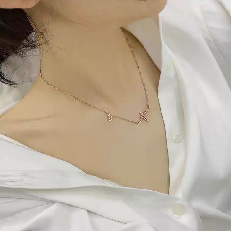 Vòng cổ, dây chuyền nữ hình nhịp tim thời trang hàn quốc dành cho nữ