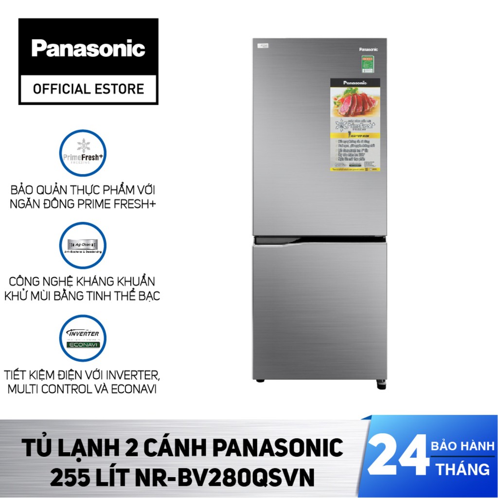 [Chỉ Giao Tại HCM] - Tủ Lạnh 2 Cánh Panasonic 255 Lít NR-BV280QSVN - Hàng Chính Hãng