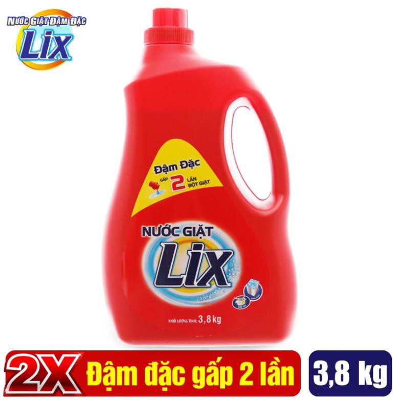 Nước giặt Lix Đậm Đặc Hương Hoa Chai 3.8kg - Tẩy Sạch Cực Mạnh Vết Bẩn