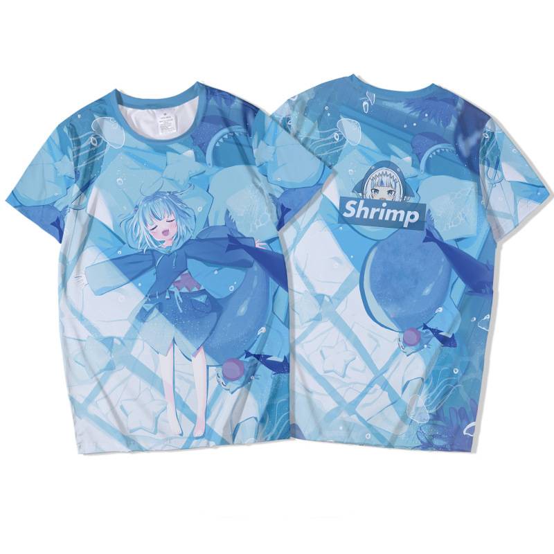 Áo Thun Tay Ngắn Dáng Rộng In Họa Tiết Anime Hololive Vtuber Gawr Gura Thời Trang