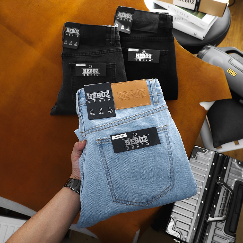 Quần jeans nam, kiểu dáng suông, regular chất vải jeans co giãn cao cấp Heboz 3M new - 00001201