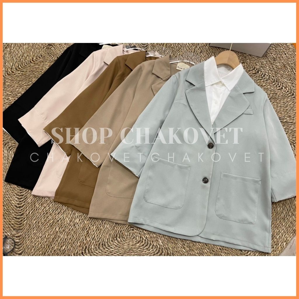 Áo blazer nữ khoác ngoài A8238 kiểu áo tay lỡ 1 lớp  dáng suông rộng thích hợp mùa xuân hè - CHAKOVET
